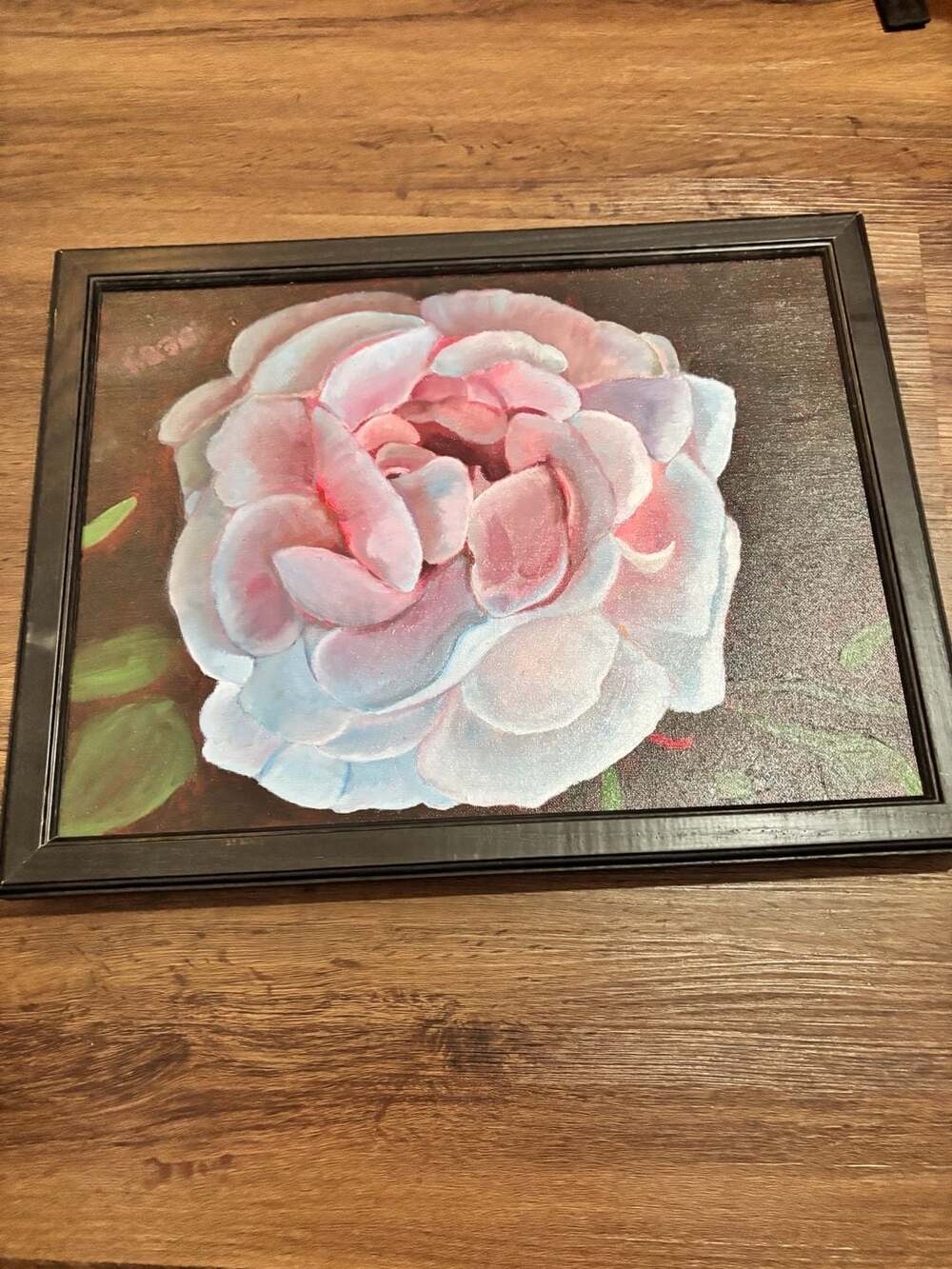 Summer Rose Framed Original Painting by Deby Thompson 18x14